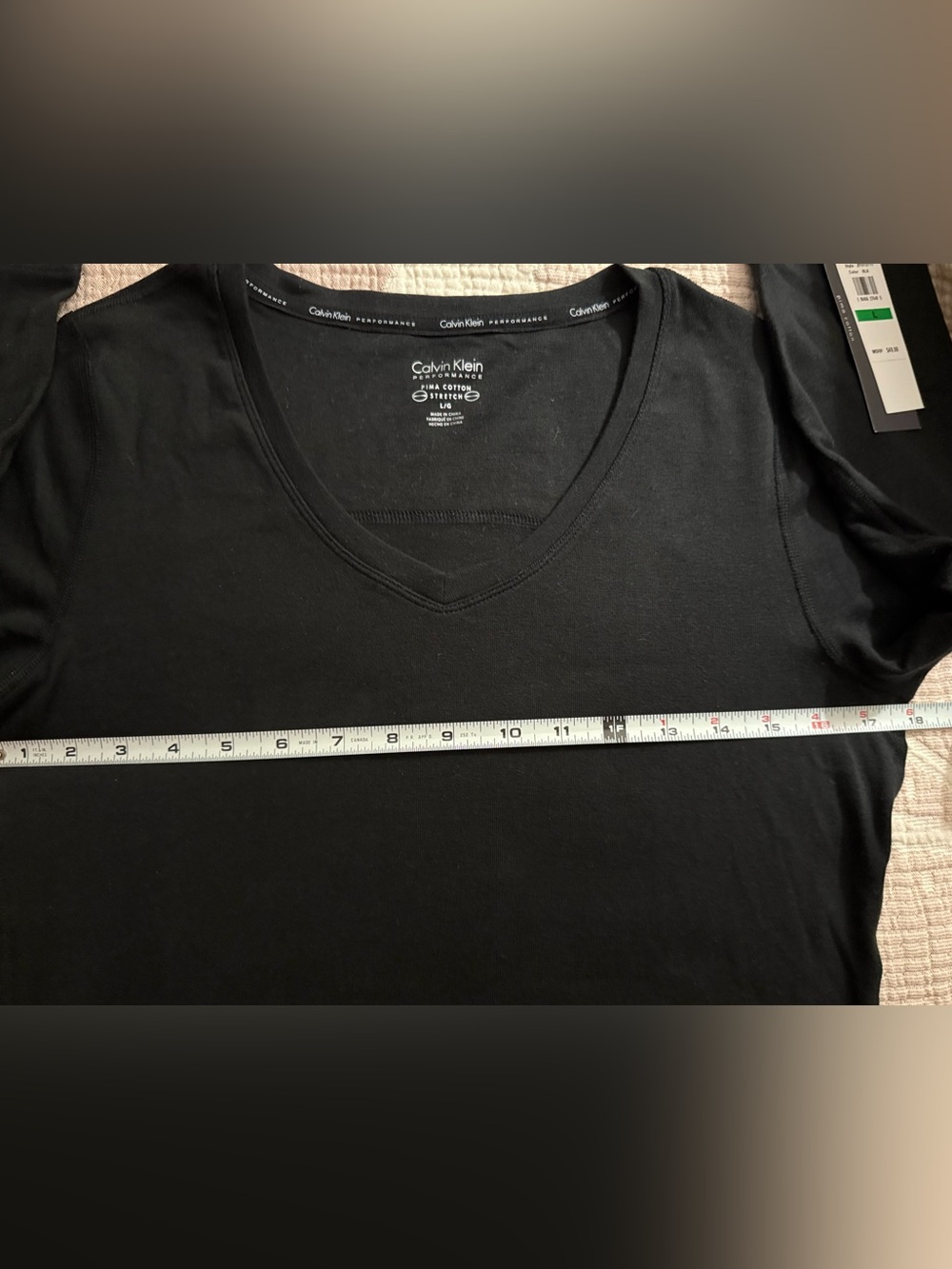 CALVIN KLEIN PERFORMANCE BLACK VNECK 3/4 SLEEVE PIMA COTTON TOP NWT - Picture 6 of 11